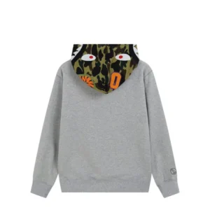 A Bathing Ape Shark Head Zip Up Bape Hoodie Gray