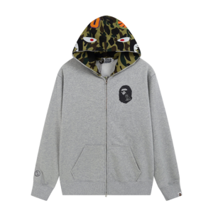 A Bathing Ape Shark Head Zip Up Bape Hoodie Gray