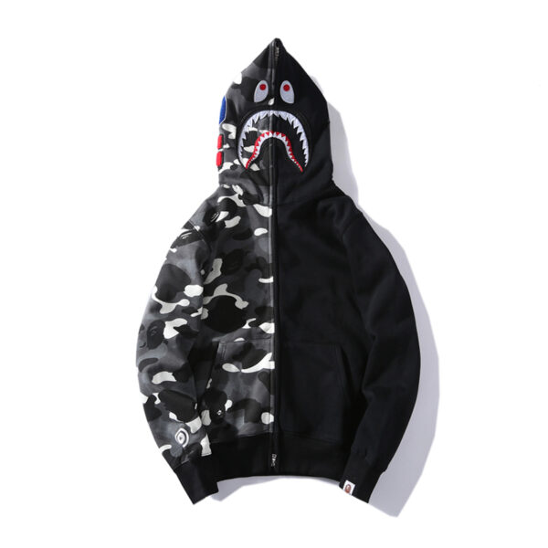 A Bathing Ape Shark Star Speckled Bape Hoodie Zip Up – Black