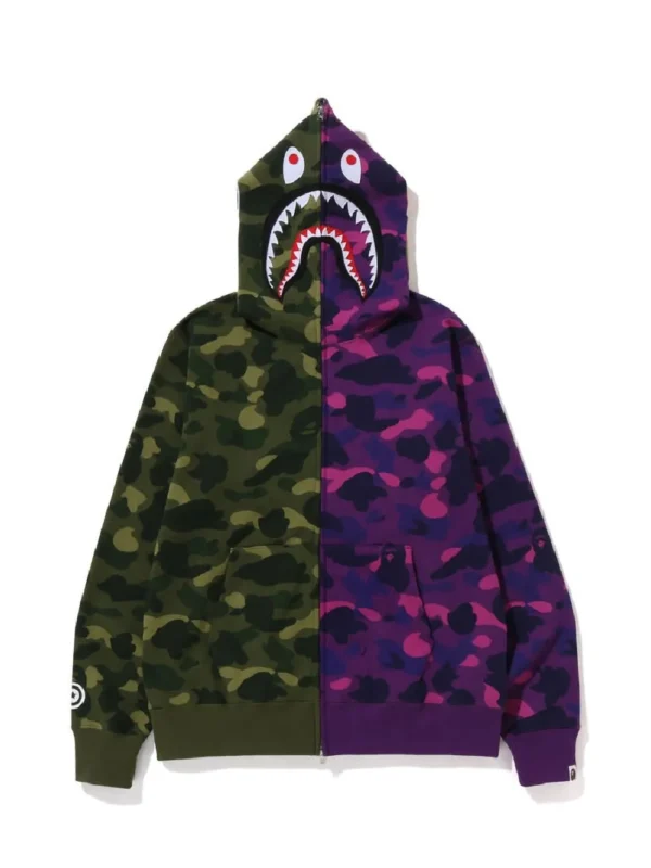 BAPE Color Camo Shark Full Zip Hoodie (FW22) – Green Purple