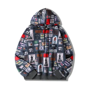 BAPE MULTI LABEL HOODIE JACKET MENS GRAY