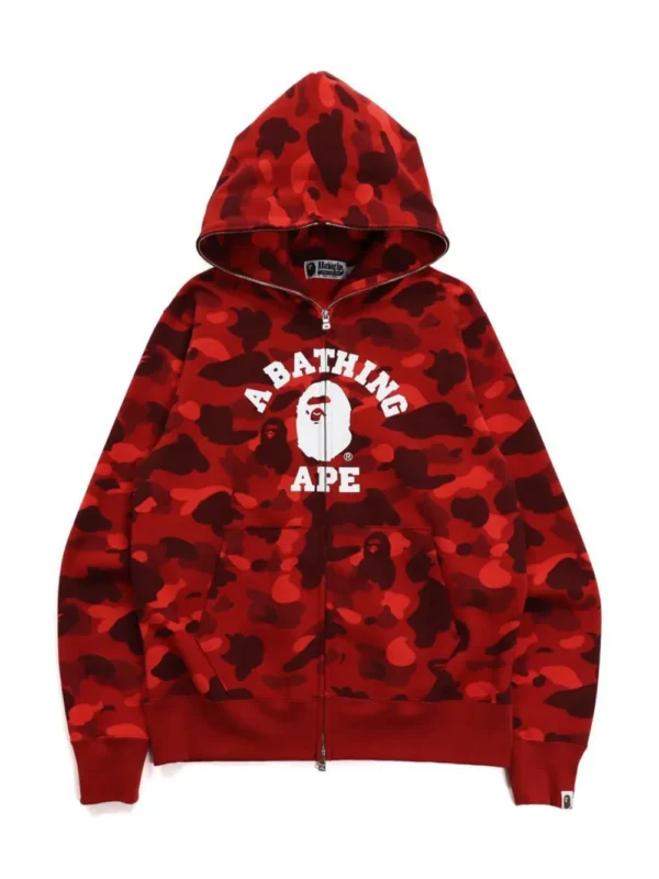 BAPE Color Camo College Full Zip Hoodie (FW21) – Red