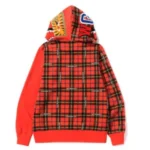 BAPE Logo Check Shark Full Zip Hoodie – Red