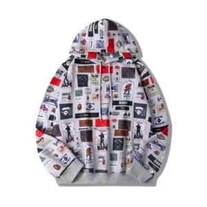 BAPE MULTI LABEL HOODIE JACKET MENS WHITE