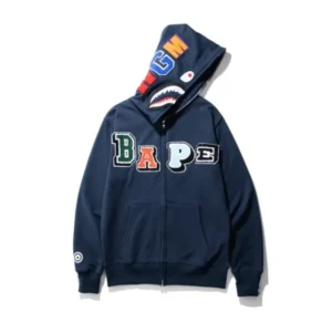 Bape A Bathing Ape Shark Zip Up Hoodie – Blue