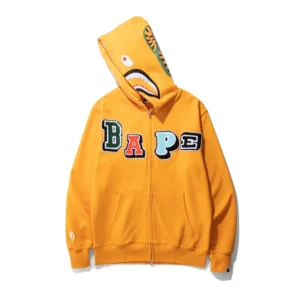 Bape A Bathing Ape Shark Zip Up Hoodie Yellow