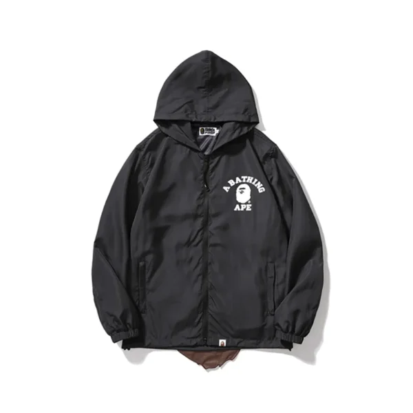 A Bathing Ape Letter Print Hooded Zip Windbreaker Jacket