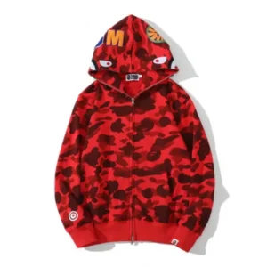 BAPE 1ST OG Full Camo Shark Full Zip up Hoodie Red