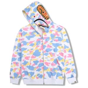 BAPE Camouflage White Casual Cardigan Hooded Hoodie